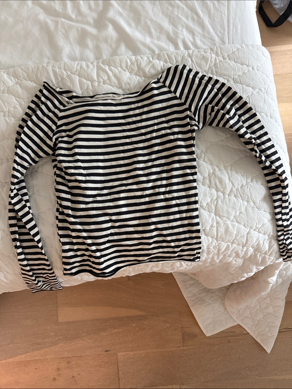 Saint James Black and White Striped Long Sleeve Top